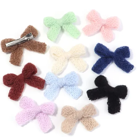 Handmade Knitted Wool Bow Accessories DIY Double Layer Cotton Thread Bowknot For Clothing Coat Sweater Shoes Hats Decor