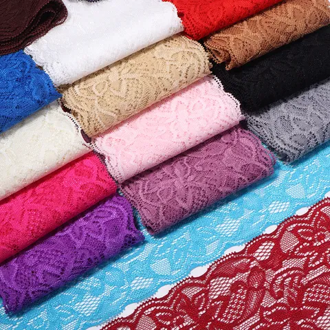 Elastischer Spitzenbesatz Floral Polyesterband Für DIY Basteln Hochzeitskleid Nähzubehör Breites Spitzenband Für Stirnbänder