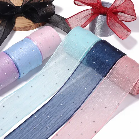 Transparent Netzgewebe Strass Band Für DIY Haarschleifen Blumen Geschenkverpackung Bekleidungszubehör Handgefertigtes Band