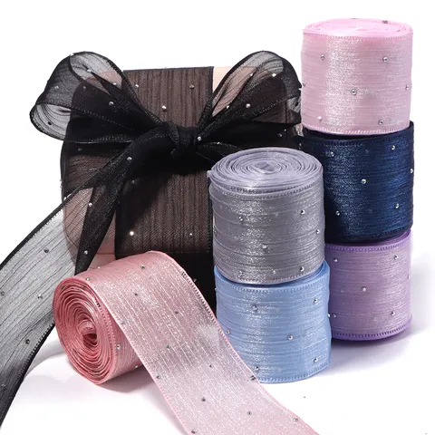Transparent Netzgewebe Strass Band Für DIY Haarschleifen Blumen Geschenkverpackung Bekleidungszubehör Handgefertigtes Band