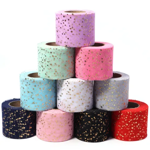 Bronzing Star Mesh Ribbon Sparkling Sequin Tulle Fabric For DIY Hair Bow Wedding Gown Party Decor Clothing Sewing Accessories