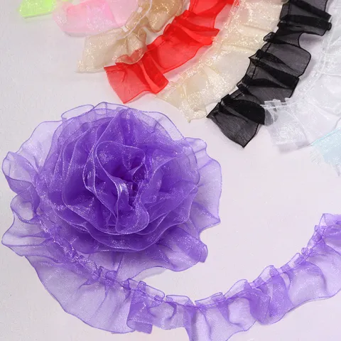 Plissiertes Rüschen Transparentes Chiffon Band Spitzenbesatz Für Handgefertigte DIY Bekleidungszubehör Kleine Karte Dekoration Holzpilz Kante