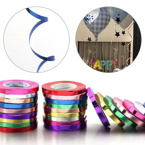 Laser Metallic Gloss Ribbon Plastic Craft Ribbon Foil Balloon Tie String For Wedding Birthday Event Decoration Gift Wrap Ribbon