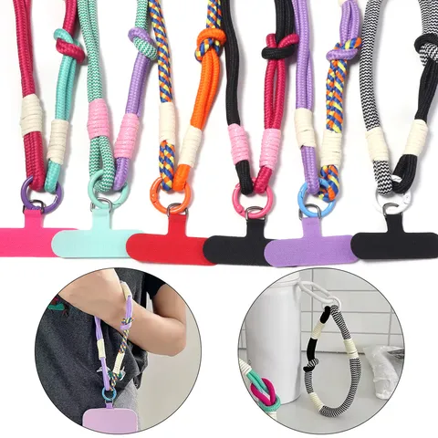 Dopamin Kontrastfarbe Polyester Geflochtene Handschlaufe Telefon Lanyard Kamera Schlüsselanhänger Anti-Verlust Handgelenk Gurt