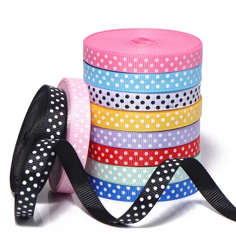 Polyester Polka Dot Grosgrain Ribbon For DIY Hair Bows Gift Wrapping Cake Decoration Festival Party Decorative Ribbons