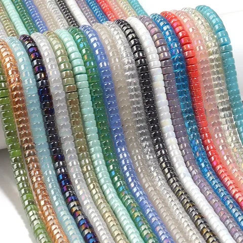 Farbige Galvanisierte Glasrad Zwischenperlen Rund Flach Rondelle Perlen DIY Armband Halskette Schmuckherstellung Zubehör