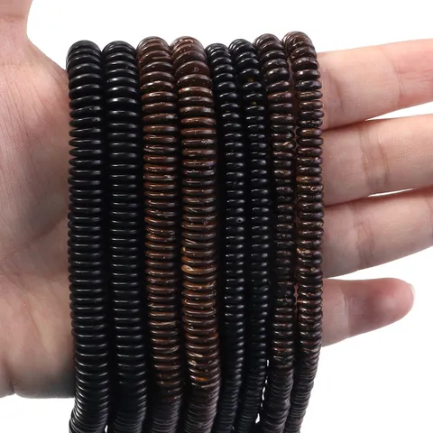 Natural Coconut Shell Abacus Beads Black Brown Loose Spacer Beads For DIY Bracelet Necklace String Beads Jewelry Making Finding