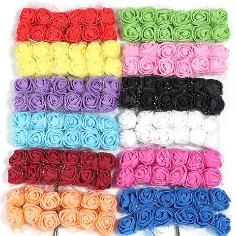 Handmade Simulation PVC Rose Heads With Gauze Artificial Foam Flowers For Wedding Hotel Home Party DIY Decoration Ornaments