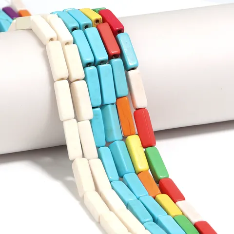 Perle Sfuse a Tubo Quadrato in Turchese Sintetico per Creazione di Gioielli Fai da Te Collane Bracciali Perle Distanziatrici Rettangolari Materiali