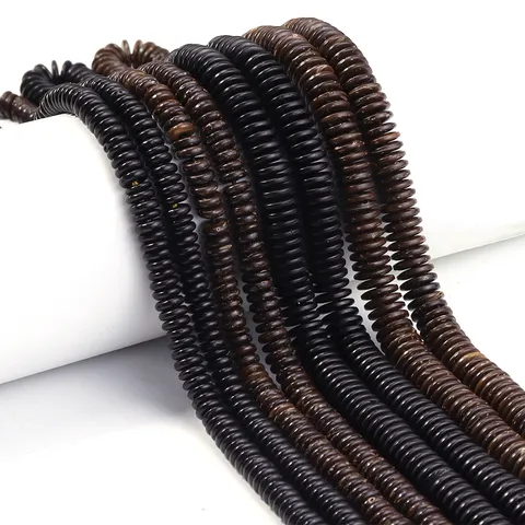 Natural Coconut Shell Abacus Beads Black Brown Loose Spacer Beads For DIY Bracelet Necklace String Beads Jewelry Making Finding
