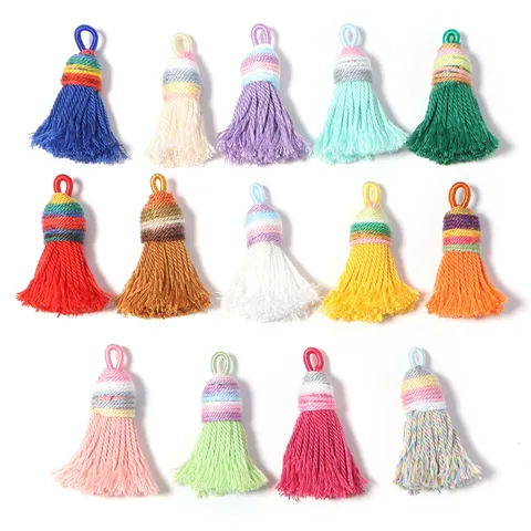 Gradient Shiny Cotton Thread Tassel Pendants For DIY Jewelry Making Earrings Keychains Bag Charms Clothing Accessories