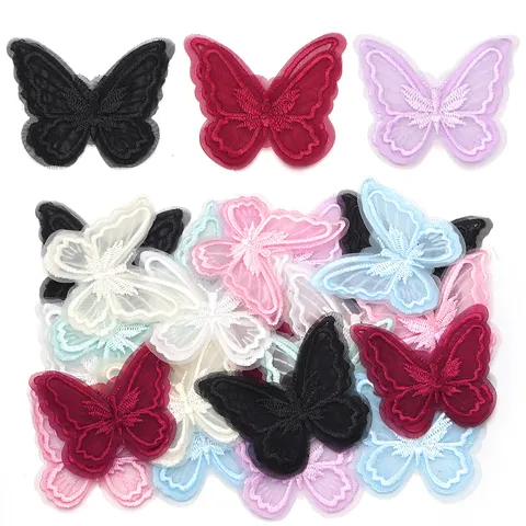 Double Layer 3D Embroidered Lace Butterfly Patch DIY Mesh Applique For Clothing Shoes Bags Hats Socks Decoration Applique