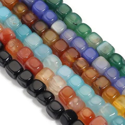Natural Dragon Vein Agate Cube Stone Beads For DIY Jewelry Making Polished Square Loose Beads Clothing Accessories