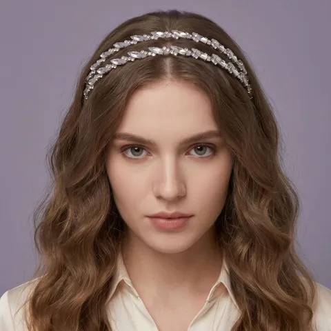 French Retro Luxury Rhinestone Headband For Women Bridal Wedding Banquet Party Floral Metal Hair Hoop Holiday Hair Accessories