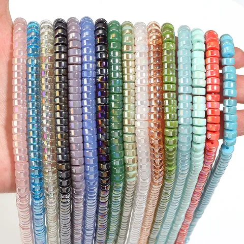 Farbige Galvanisierte Glasrad Zwischenperlen Rund Flach Rondelle Perlen DIY Armband Halskette Schmuckherstellung Zubehör