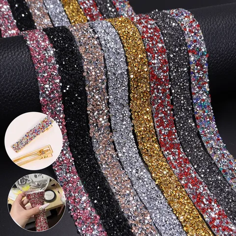 Cinta de Diamantes de Imitación de Resina AB Autoadhesiva Tira de Fijación por Calor para Ropa DIY Accesorios para el Cabello
