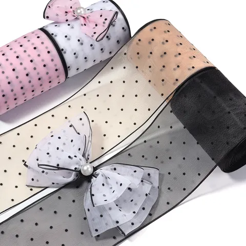 Polka Dot Mesh Tule Lint Duidelijke Rand Kant Voor Strik DIY Haaraccessoires Kleding Ambachtelijke Cadeauverpakking Inpakken Rand Lint