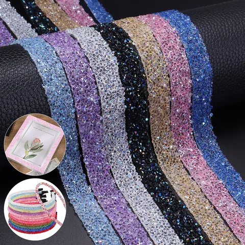 Cinta de Diamantes de Imitación de Resina AB Autoadhesiva Tira de Fijación por Calor para Ropa DIY Accesorios para el Cabello