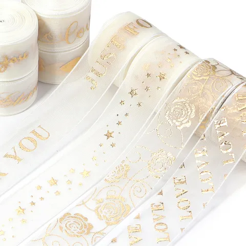 Goldfolienprägung Fischgarn Verpackungsband Weißes Netz Geschenkband Für Kuchenschachtel Blumenstrauß Party Dekoration