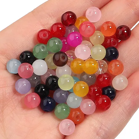 Candy Color Glass Round Beads Loose Beads For DIY Bracelet Necklace Phone Chain Handmade Jewelry Findings Wholesale