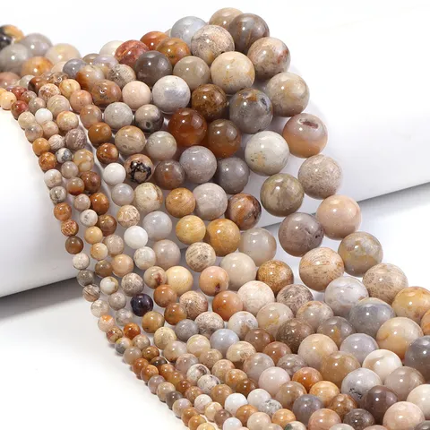 Natural Chrysanthemum Agate Coral Jade Round Beads Strand For Jewelry Making DIY Handcrafted Bracelet Necklace Drilled Accessories