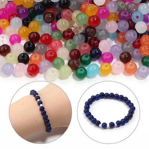 Candy Color Glass Round Beads Loose Beads For DIY Bracelet Necklace Phone Chain Handmade Jewelry Findings Wholesale