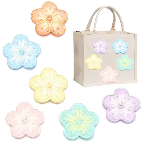 Gold Thread Plum Blossom Embroidery Patch For Clothing Repair DIY Apparel Accessories Cotton Handwoven Flower Patches