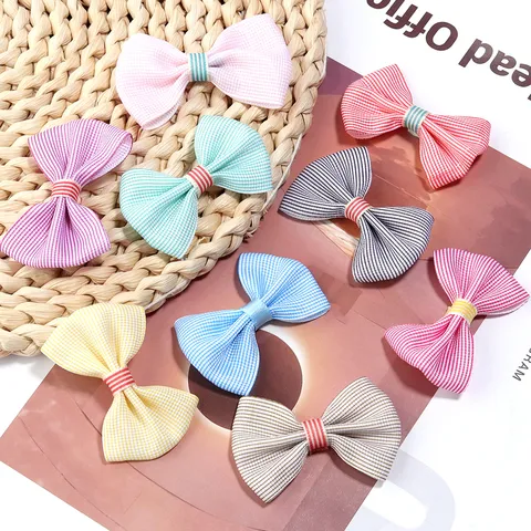 Simpatici Accessori Fai Da Te Fiocco In Nastro Cannetè A Quadri Piccoli Nodi Piatti In Poliestere Tessuti A Mano Per Fermagli Abiti Scarpe Decorazione