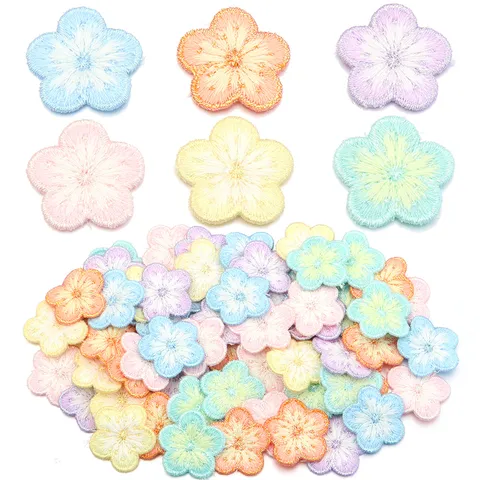 Gold Thread Plum Blossom Embroidery Patch For Clothing Repair DIY Apparel Accessories Cotton Handwoven Flower Patches
