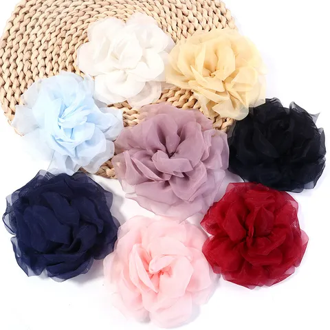 Double Layer Mesh Rose Flower Fabric Craft Flower For Handcrafted Handmade DIY Hair Accessories Corsage Apparel Shoe Accessories