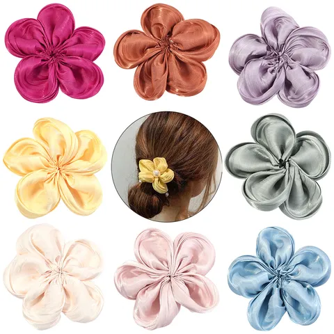 Handmade Satin Five-Petal Flower Craft Patch For DIY Hair Clip Clothing Shoe Bag Materials Supplies Original Design Craft Flower