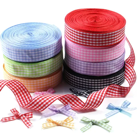 Polyester Plaid Ribbon Gift Wrapping Gingham Ribbon For DIY Hair Bows Crafts Clothing Shoes Hats Materials Hand Woven Decor Trim