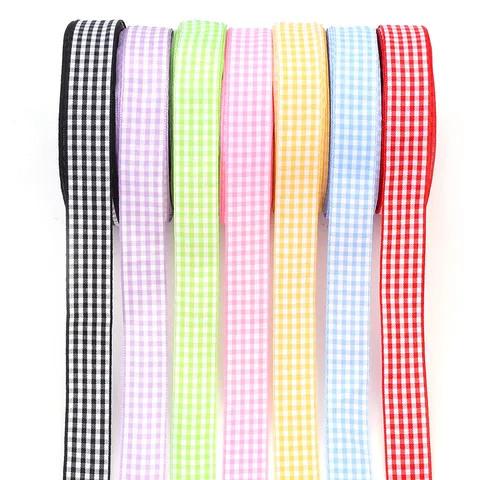 Polyester Plaid Ribbon Gift Wrapping Gingham Ribbon For DIY Hair Bows Crafts Clothing Shoes Hats Materials Hand Woven Decor Trim