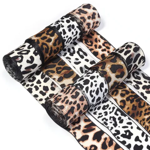 Leopard Print Satin Ribbon For DIY Garment Accessories Gift Wrapping Boxes Hair Decoration Shoes Bags Satin Ribbons