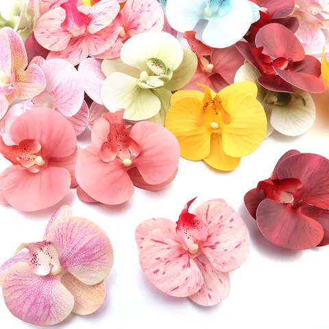 Artificial Fabric Orchid Flower Heads Realistic Phalaenopsis Flowers For DIY Hair Accessories Wedding Flower Wall Home Decoration