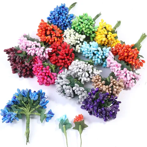 Handgefertigt Gips Künstliche Beeren Blumenstempel Matt Floral Handwerk Doppelfarbe Match Kopf Staubblatt DIY Bastelbedarf Dekoration Zubehör