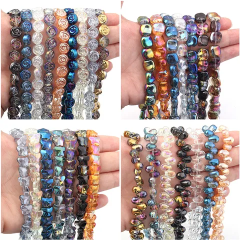 Galvanisierte Glasperlen Schmetterling Wassertropfen Rosenform DIY Schmuckherstellung Zubehör Für Armband Halskette Ohrringe Handwerk