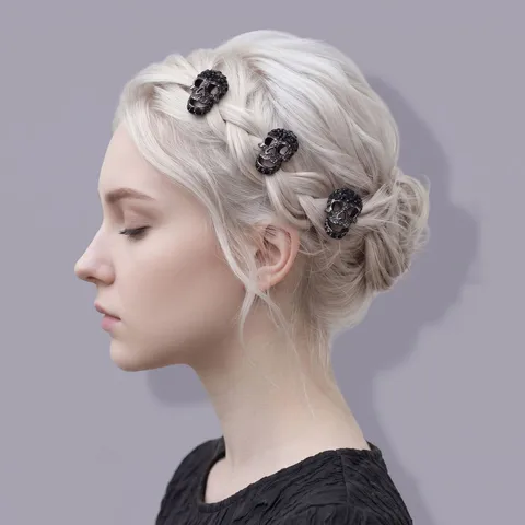 Vintage Gothic Skull Spider Charms For Halloween Alloy Rhinestone Brooch Hat Hair Accessory DIY Jewelry Making Supplies