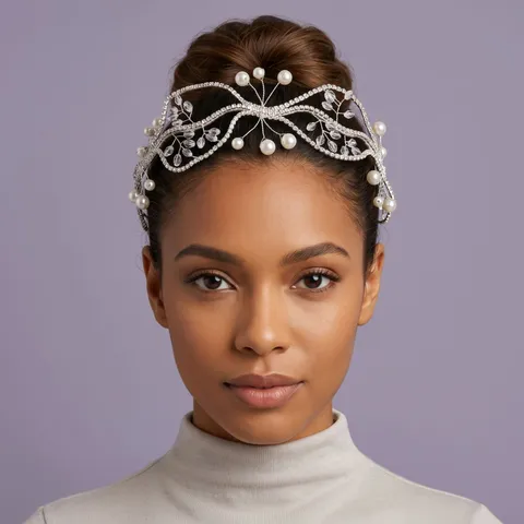 Serre-Tête de Mariage Exquis en Strass et Perles Artificielles Luxe Léger Fait Main Floral Hair Hoop Photographie Accessoires Cheveux