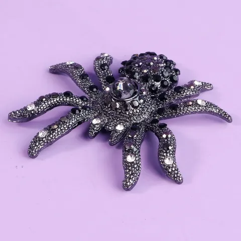 Vintage Gothic Skull Spider Charms For Halloween Alloy Rhinestone Brooch Hat Hair Accessory DIY Jewelry Making Supplies
