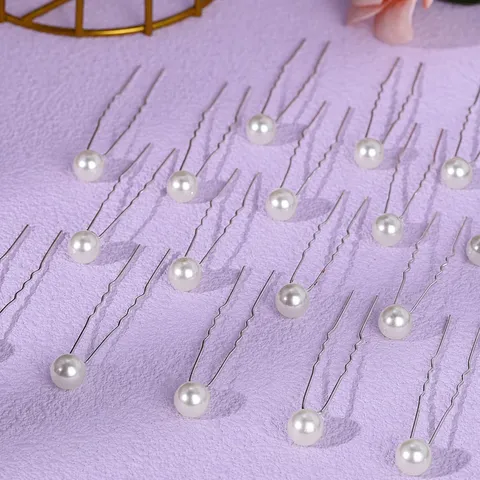 French Luxury U-Shaped Artificial Pearl Rhinestone Hairpins For Women Wedding Party Bridal Hair Sticks Handmade Alloy Hair Clips Daily Jewelry