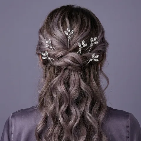 Juego de Horquillas de Strass Hechas a Mano Pasador de Pelo en U para Accesorios de Boda Novia Dama de Honor Flor Hoja Joyería