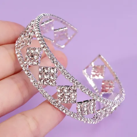 Luxury Alloy Rhinestone Hollow Clover Bangle Elegant Open Cuff Bracelet Layered Link Chain Bracelet For Wedding Banquet Party Gift Women