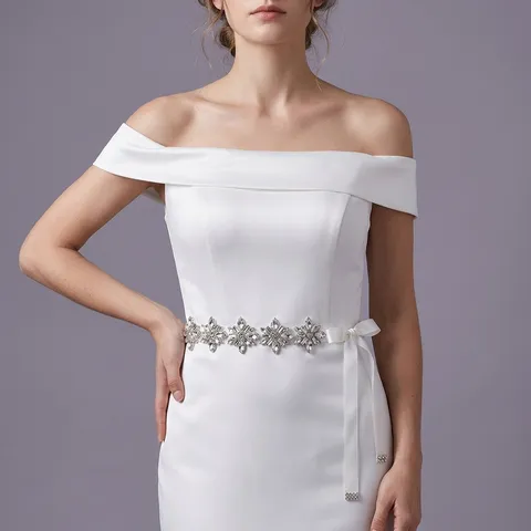 Handmade Rhinestone Dress Belt For Women Elegant Satin Ribbon Waist Chain For Wedding Party Banquet Gown Accessories