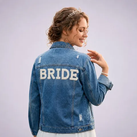 Handmade Artificial Pearl Rhinestone Bride Alphabet Patches Luxury White Non-Woven Fabric Bride Letter Appliques For Wedding Gown Dress Bags Decor