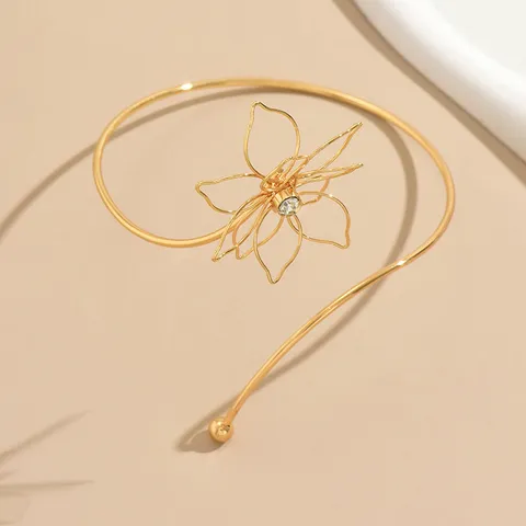 Bracciale da Braccio Minimalista in Filo di Ferro a Forma di Fiore per Donna Braccialetto da Braccio alla Moda Catena per il Corpo Gioielli