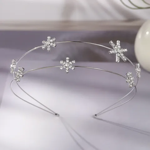Korean Fashion Double Layer Rhinestone Star Headband Shiny Star Snowflakes Hair Band Minimalist High-End Daily Hair Accessories For Women