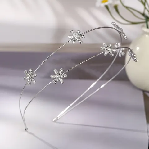 Korean Fashion Double Layer Rhinestone Star Headband Shiny Star Snowflakes Hair Band Minimalist High-End Daily Hair Accessories For Women