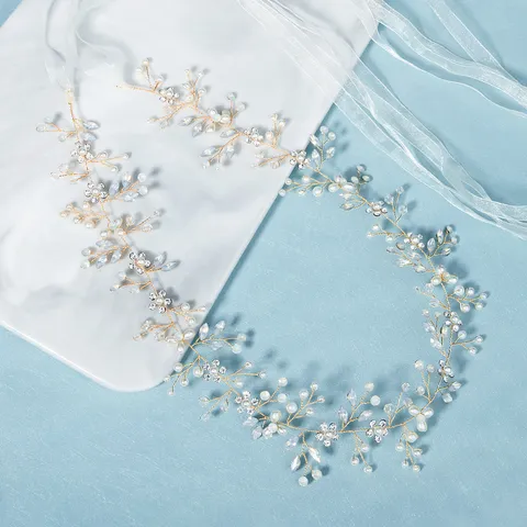 Cintura da Sposa Fatta a Mano in Perle Artificiali e Strass Catena da Vita per Abito da Sposa con Foglie di Cristallo per Donna
