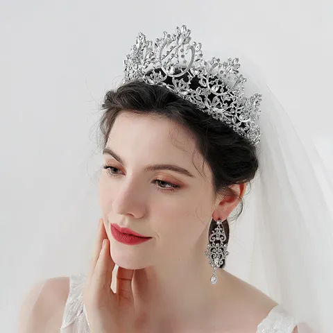 Luxurious Alloy Rhinestone Bridal Crown Western Wedding Prom Party Tiara Elegant Crystal Headband For Princess Birthday Women Jewelry
